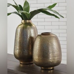 Miette Antique Brass Finish Vase Set of 2